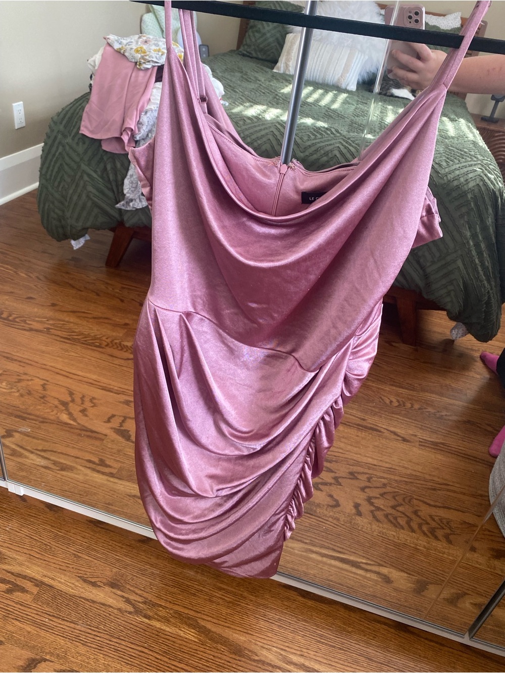 le chateau Dusty Rose Satin Mini Dress